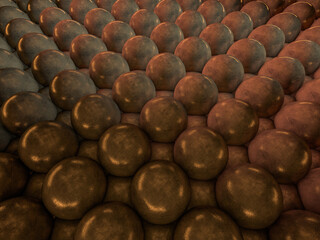 Abstract background of metal balls. 3D rendering
