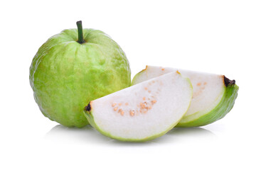 fresh guava fruit with slice solated on white background