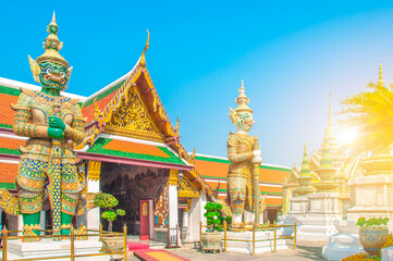 The Giant Demon Guardian at Wat Phra Kaew, Grand Palace, Bangkok, Thailand.