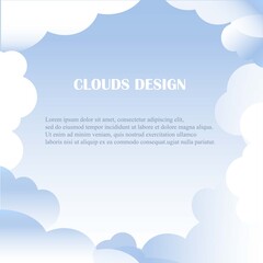 Clouds design blue and white backgroud, Lorem Ipsum stock vector illustration