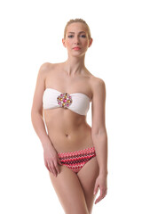 Naklejka premium Young blonde with a sexy bikini figure