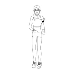 silhouette girl draw illustration icon vector design graphic