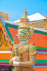 Fototapeta premium The Giant Demon Guardian at Wat Phra Kaew, Grand Palace, Bangkok, Thailand.