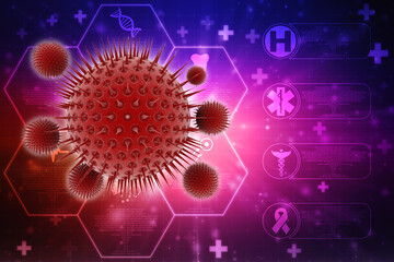 3d rendering Virus bacteria cells background