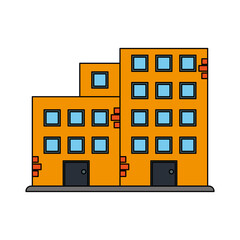 color silhouette cartoon facade set buildings vector illustration