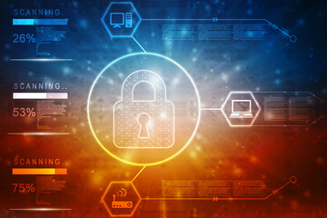 Obraz premium 2d illustration Safety concept: Closed Padlock on digital background