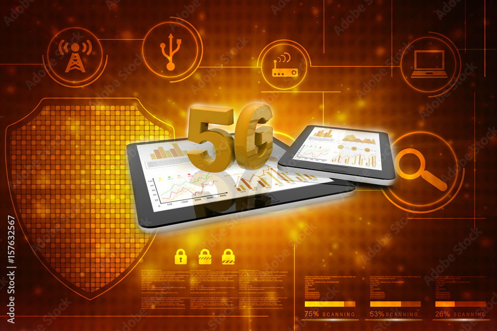 Poster 3d rendering 5g network 5g connection with data