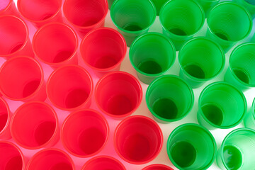 Multicolor plastic glasses isolated on white background