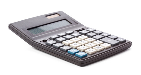 black calculator isolated on white background