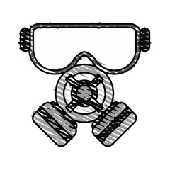 color crayon stripe cartoon gas mask protection element vector illustration