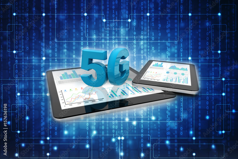 Poster 3d rendering 5g network 5g connection with data