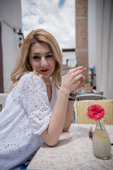 young woman enjoying in coffee 