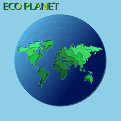 planet vector illustration. Eco world, 3d land. design elements - planet, globe, green nature