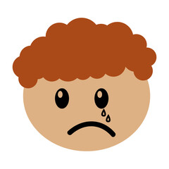 head boy crying expression vector illustration design