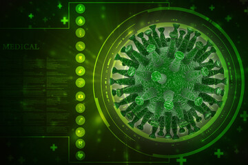 3d rendering Virus bacteria cells background