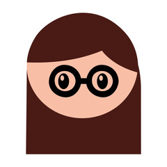 head girl with glasses expression vector illustration design