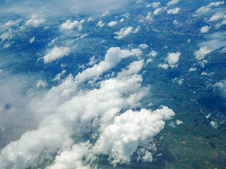 sky and cloud seen through window of aircraft