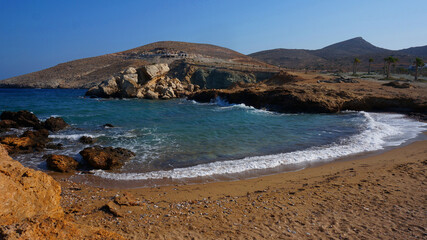 Fototapeta na wymiar Photo of picturesque island of Ios on a summer morning, Cyclades, Greece