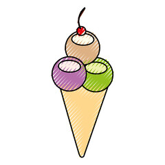 Delicious ice cream cone vector illustration design