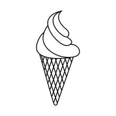 Delicious ice cream cone vector illustration design