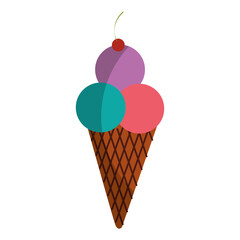 Delicious ice cream cone vector illustration design