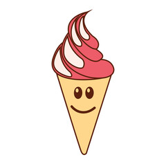 Delicious ice cream cone kawaii character vector illustration design