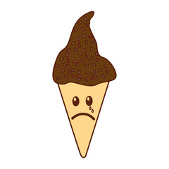Delicious ice cream cone kawaii character vector illustration design