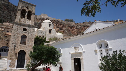 Fototapeta premium Photo from picturesque and historic fortified medieval city of Monemvasia, Peloponnese, Greece