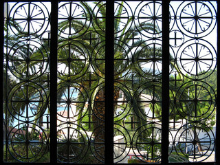 View from window with patterned lattice