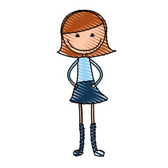 cute girl drawing character vector illustration design