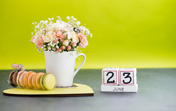 Calendar 23 June Still Life with Flowers and gifts=