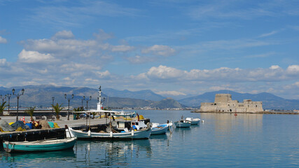 Fototapeta na wymiar Photo from picturesque and historic city of Nafplio, Argolida, Peloponnese, Greece