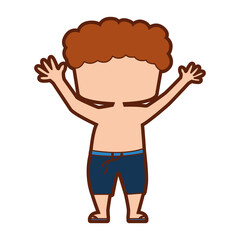cute boy shirtless drawing icon vector illustration design