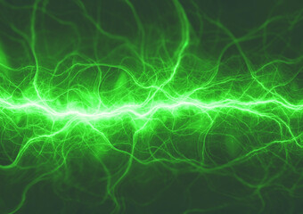 Abstract green lightning, electric background
