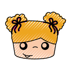 cute girl head drawing character vector illustration design
