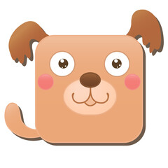 Cute square dog. Vector illustration isolated on white background.