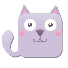 Cute square cat. Vector illustration isolated on white background.