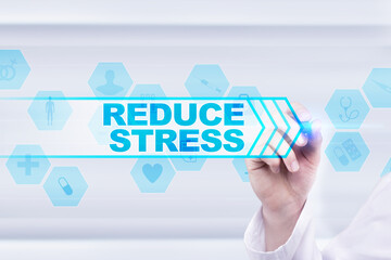 Medical doctor drawing reduce stress on the virtual screen.