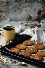 Oatmeal cookies and ingredients