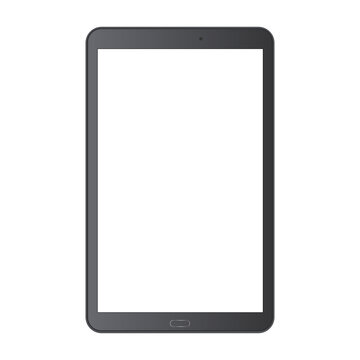 Black tablet with blank screen isolated on white background. Mockup for display your web-site design. Vector illustration