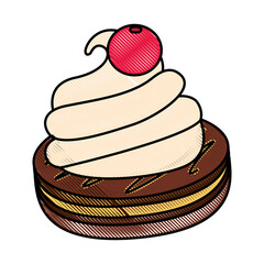 sweet baked cake cartoon vector illustration graphic design
