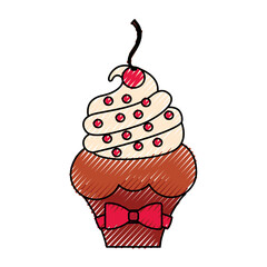little delicious creamy cupcake vector illustration graphic design