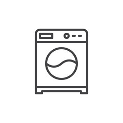Washing machine line icon, outline vector sign, linear style pictogram isolated on white. Laundry symbol, logo illustration. Editable stroke. Pixel perfect