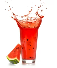 Photo sur Aluminium Jus watermelon juice drinking glass splashing 