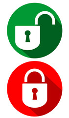 Open and closed padlock flat design vector eps 10