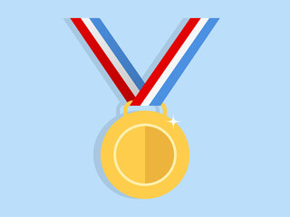 Gold Medal Flat Icon Vector