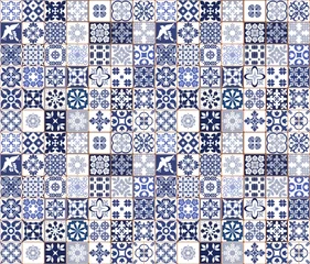 Plaid avec motif Portugal carreaux de céramique Modèle de carreaux portugais bleus - vecteur Azulejos, carreaux de design d& 39 intérieur de mode