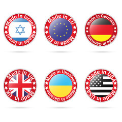 Obraz premium Vector set logos made in symbol for your products, infographic, web and apps