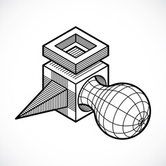 Vector abstract 3d geometric shape, polygonal figure.