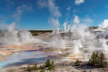Fantastic view at Valley of Geysers in Yellowstone National Park.